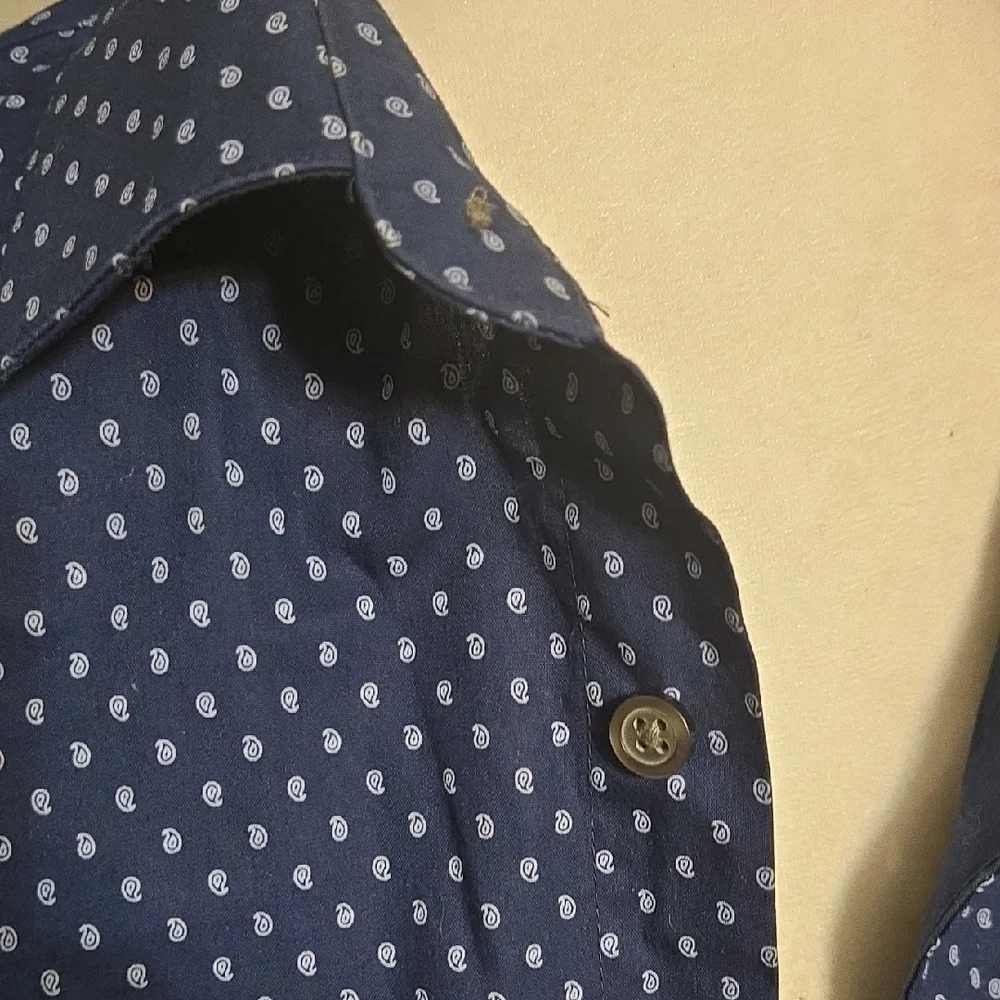 Banana Republic Navy Polka Dot Button Down Shirt